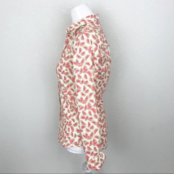 J. Crew Perfect Fit button up watermelon print XXS - Picture 2 of 8